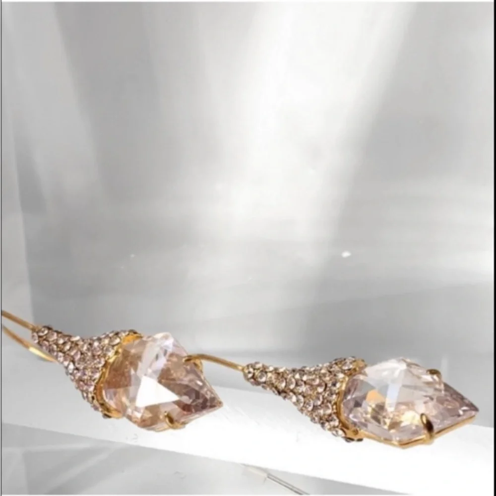 ALEXIS BITTAR NEW Infinite Shimmer Shield CZ Crystal Great Reviews Drop Earrings